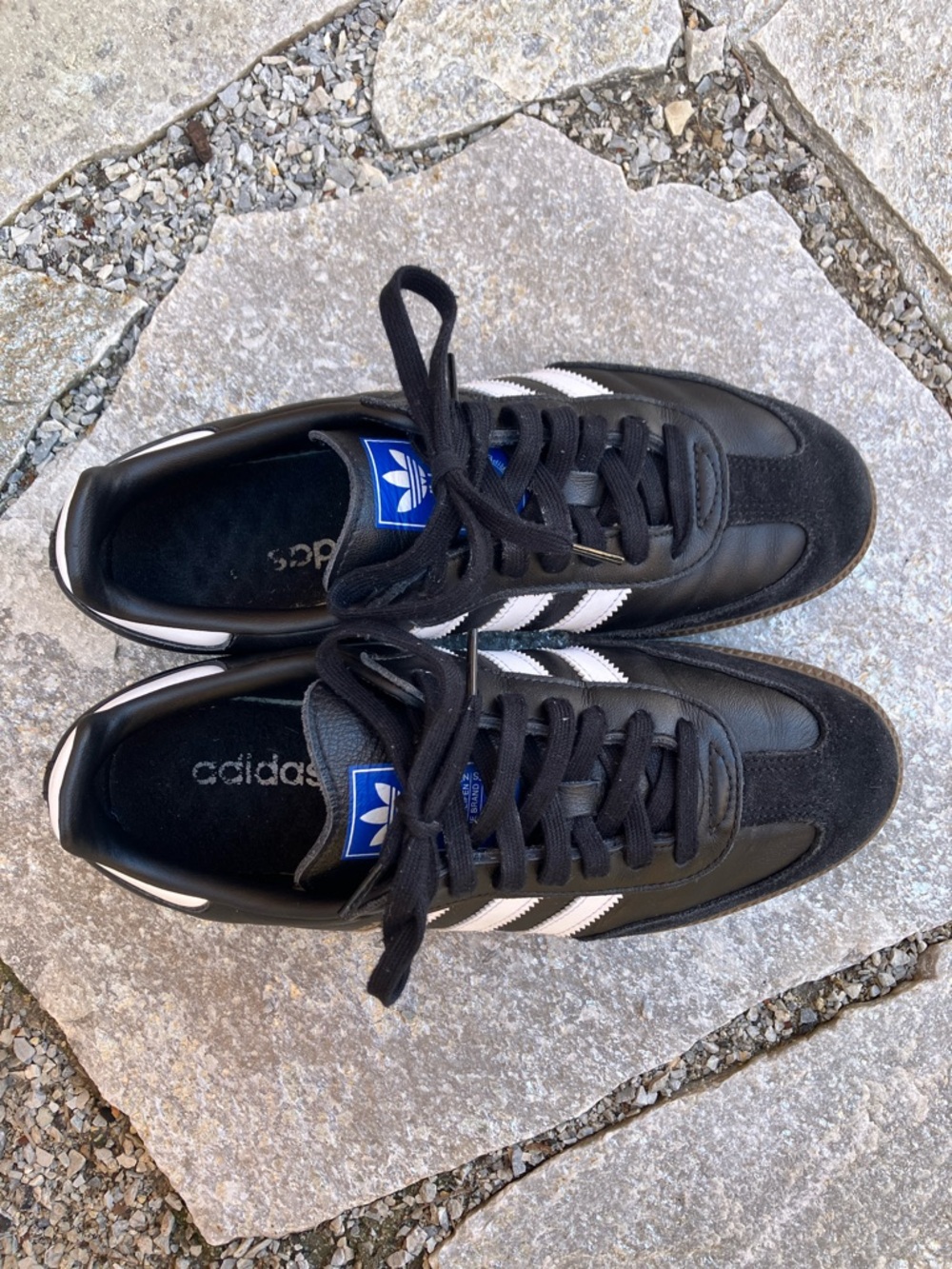 adidas Samba OG Black with White Stripes and Brown Gum Sole - Picture 6 of 17